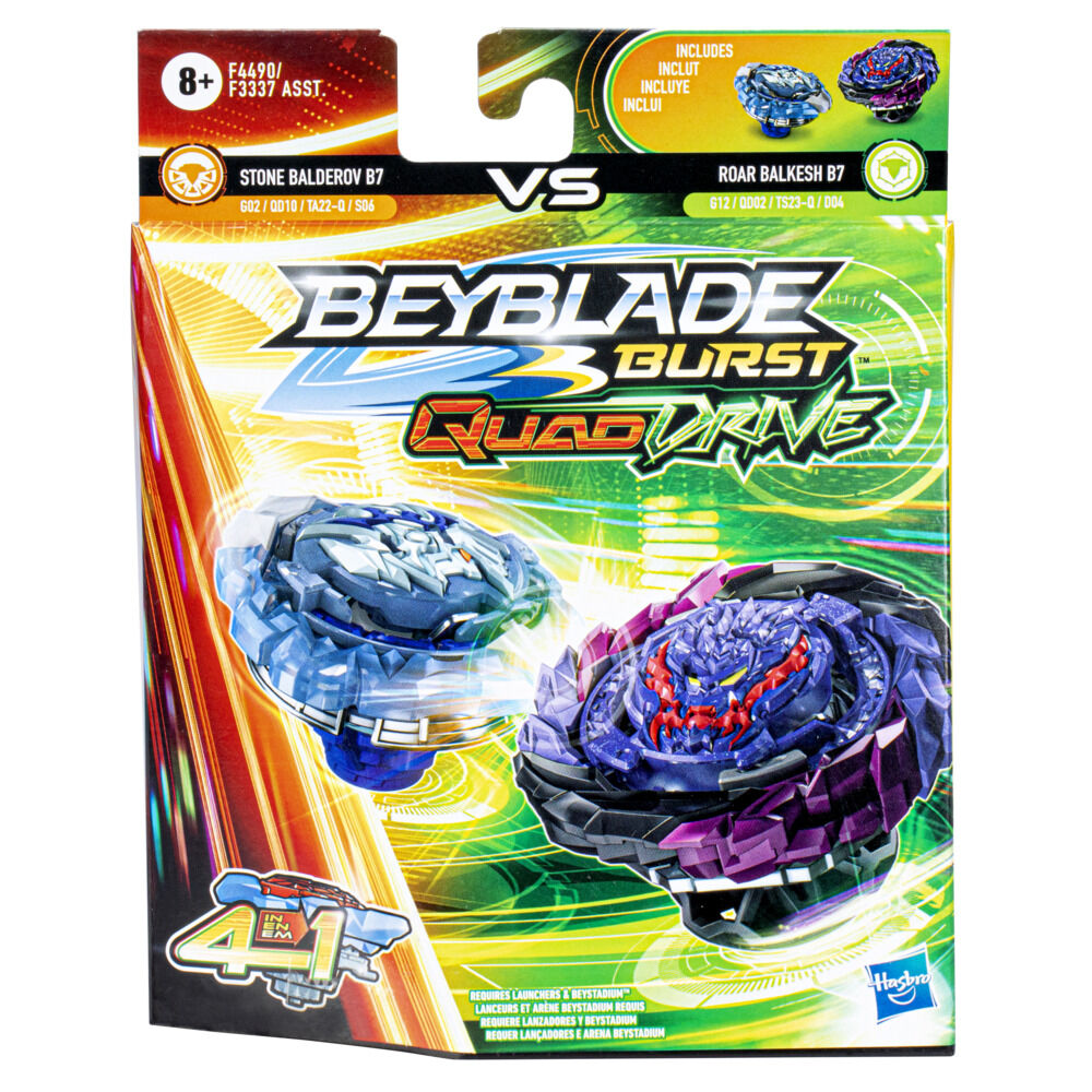 Beyblade Burst QuadDrive Roar Balkesh B7 and Stone Balderov B7 Spinning Top Dual Pack