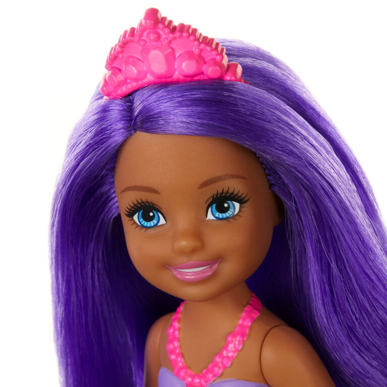 Barbie Dreamtopia Chelsea Mermaid Doll, 6.5-inch with Purple Hair and Tail