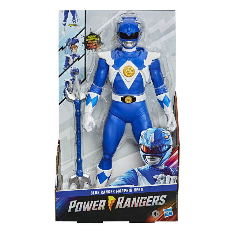 Power Rangers Mighty Morphin, Ranger bleu Morphin Hero, figurine de 30 cm avec accessoire