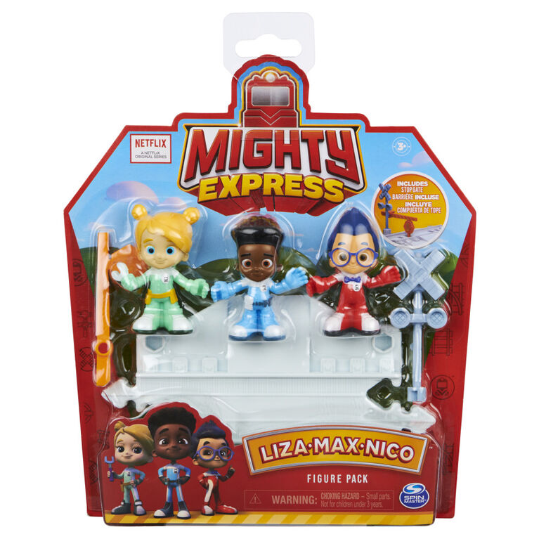 Mighty Express, Coffret de 3 figurines à collectionner avec pièce de circuit exclusive, pour enfants à partir de 3 ans
