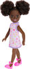 Barbie Chelsea Doll, Small Doll Wearing Removable Purple Floral Dress with Space Buns & Brown Eyes