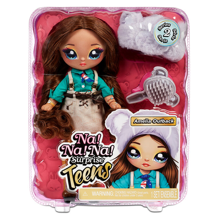 Na Na Na Surprise Teens Fashion Doll - Amelia Outback, 11" Brunette Soft Fabric Doll, Australian Koala Inspired