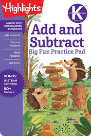 Kindergarten Add and Subtract Big Fun Practice Pad - English Edition
