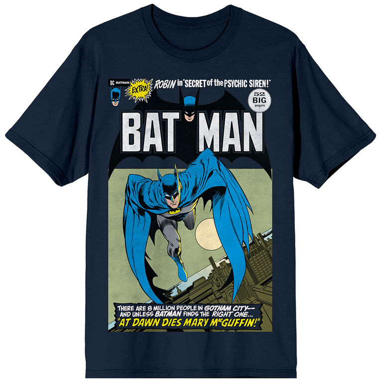 DC Comics Batman Comic Poster Navy T-Shirt-Medium