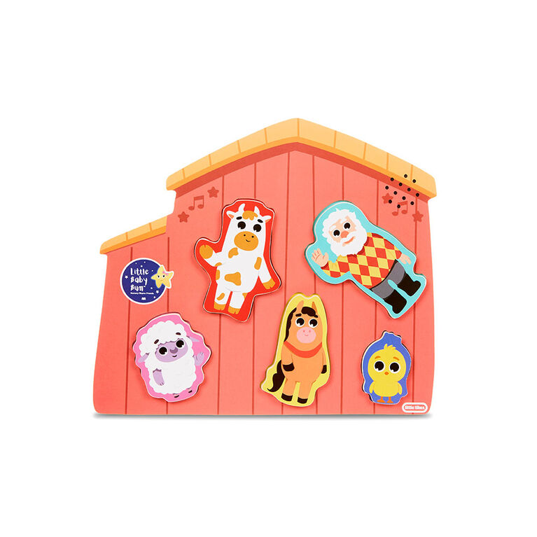 Little Baby Bum 5-Piece Chunky Wooden Sound Puzzle Plays Old MacDonald - English Edition