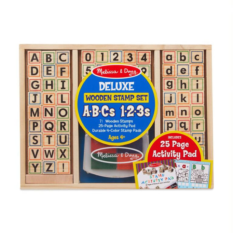 Melissa & Doug - Deluxe Wooden Stamp Set - ABC 123 - English Edition