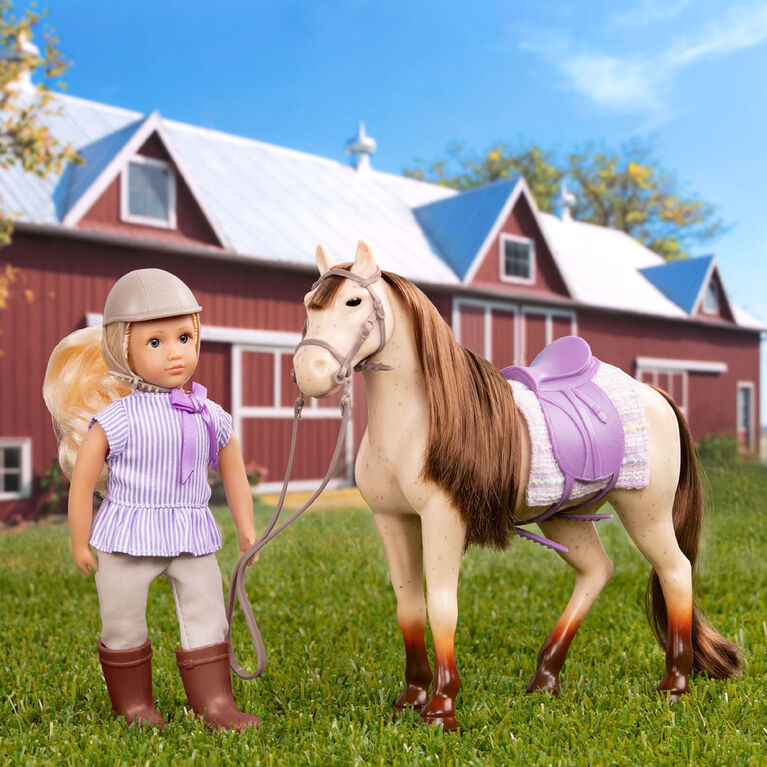 Mini-poupée écuyère et cheval de 15 cm, Marjorie and Maple, Lori