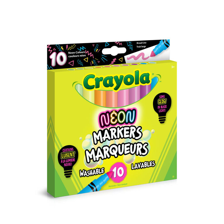 Marqueurs lavables Crayola néon, 10 pièces