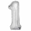Silver Number 1 Shaped Foil Balloon 34"
