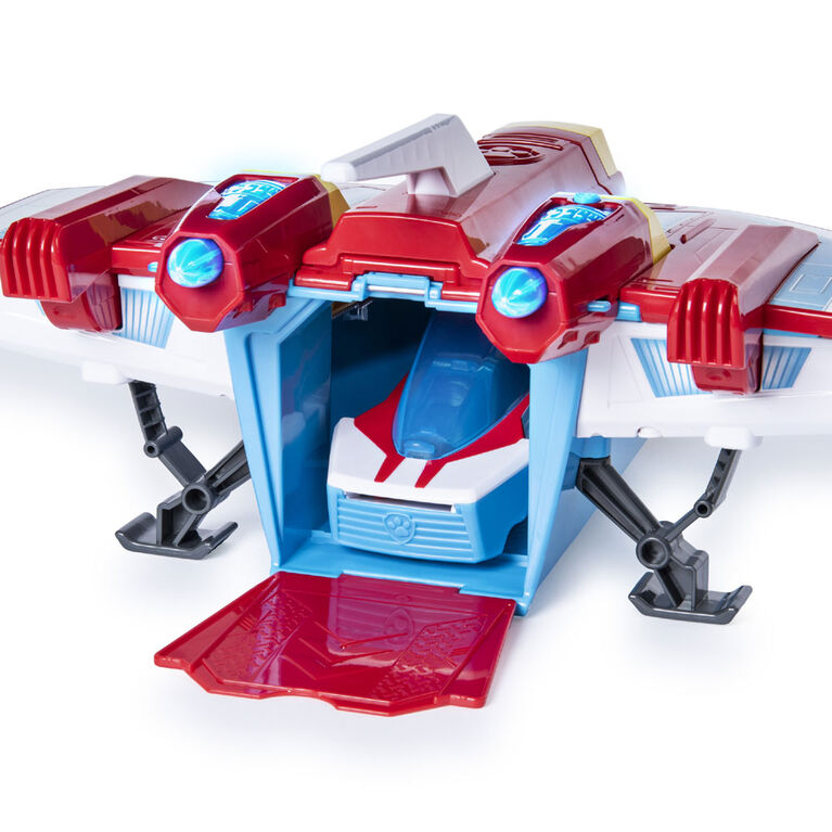 PAW Patrol, Mighty Pups Super PAWs, Mighty Jet Command Center, Jet/QG transformable 2 en 1 avec effets sonores et lumineux