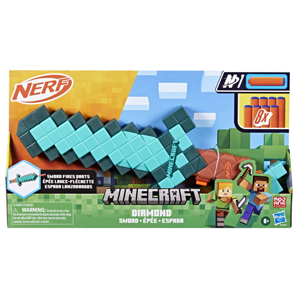 Nerf Minecraft Sword Dart Blaster, 8 Nerf N1 Darts
