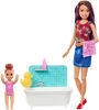 Barbie Skipper Babysitters Inc Dolls & Bath-Time Playset, Brown Hair With Red Shoes