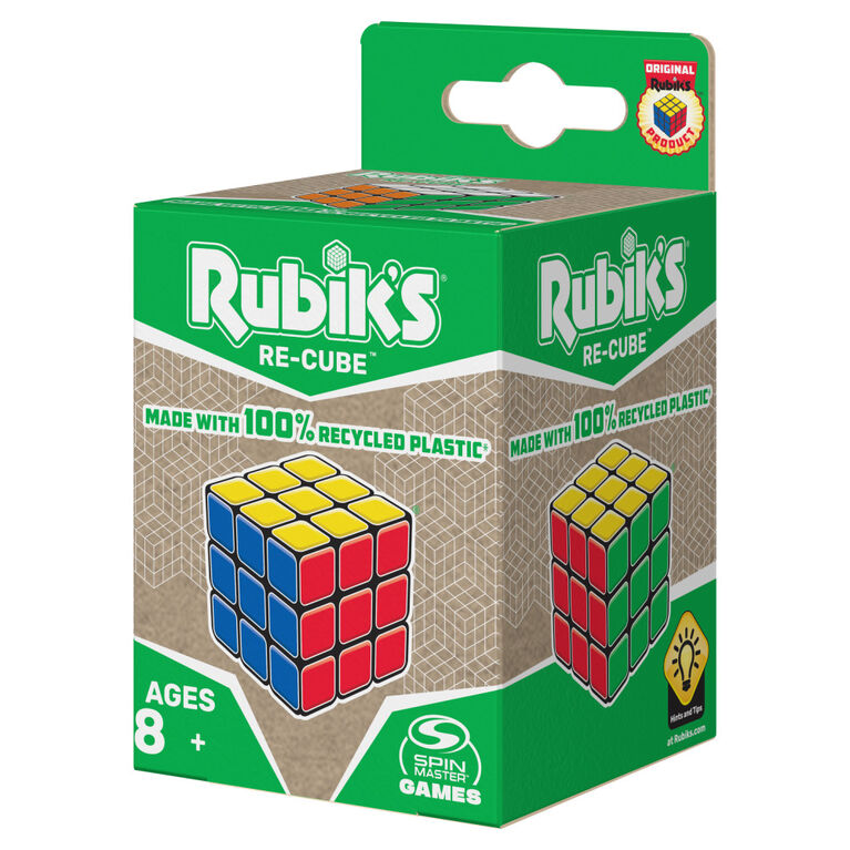 Rubik's Re-Cube, Le cube 3x3 original fabriqué avec 100 % de plastique  recyclé, Puzzle 3D, Cube à manipuler, Jeu de voyage anti-stress