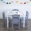 Kids Wood Table & 4 Chairs, White/Grey