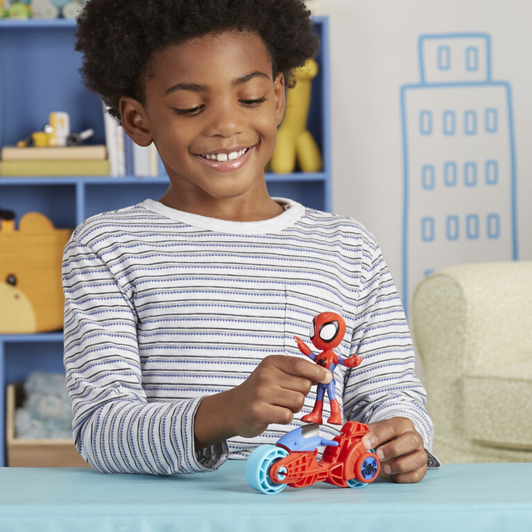 Marvel Spidey and His Amazing Friends, Spidey Action Figure, Toy Motorcycle