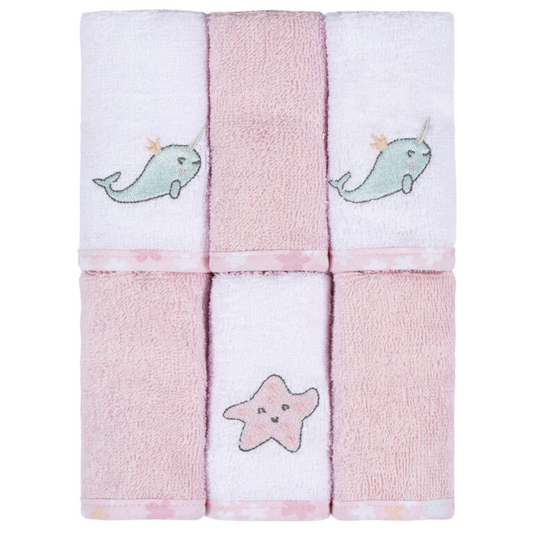 Koala Baby - Pink Woven Washcloth - 6 Pack