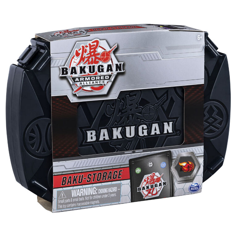 Bakugan, Mallette de rangement Baku-Storage avec figurine articulée Nillious à collectionner et carte à échanger, noir