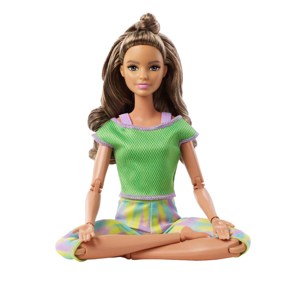 Barbie Made to Move Doll with 22 Flexible Joints Long Wavy Brunette Hair Wearing Athleisure wear