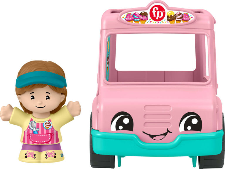 Fisher-Price Little People Ice Cream Truck, Push-Along Toy Vehicle & Figure for Toddlers & Kids
