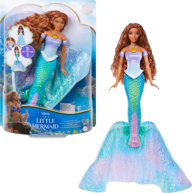 Poupée mode Ariel Transformable La Petite Sirène de ​Disney, transformation d'humaine en sirène, jouets inspirés du film