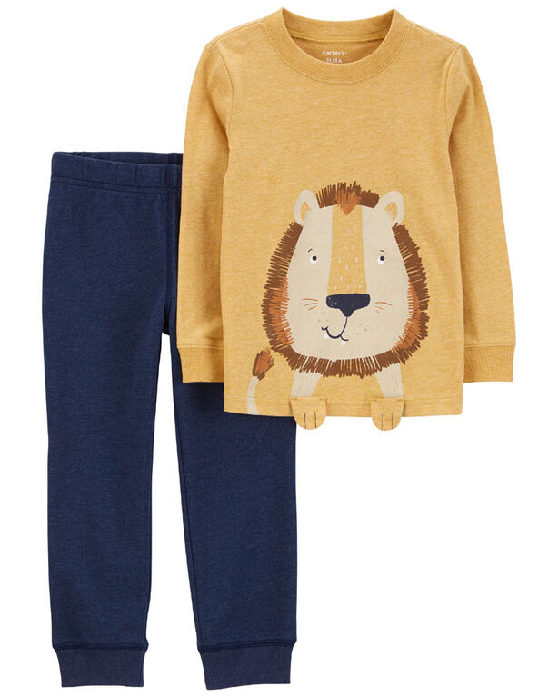 Ensemble 2 pièces t-shirt à imprimé de lion et pantalon de jogging jaune Carter’s 6M