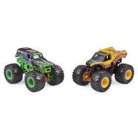 Monster Jam, Official Grave Digger vs. Earth Shaker Color-Changing Die-Cast Monster Trucks, 1:64 Scale