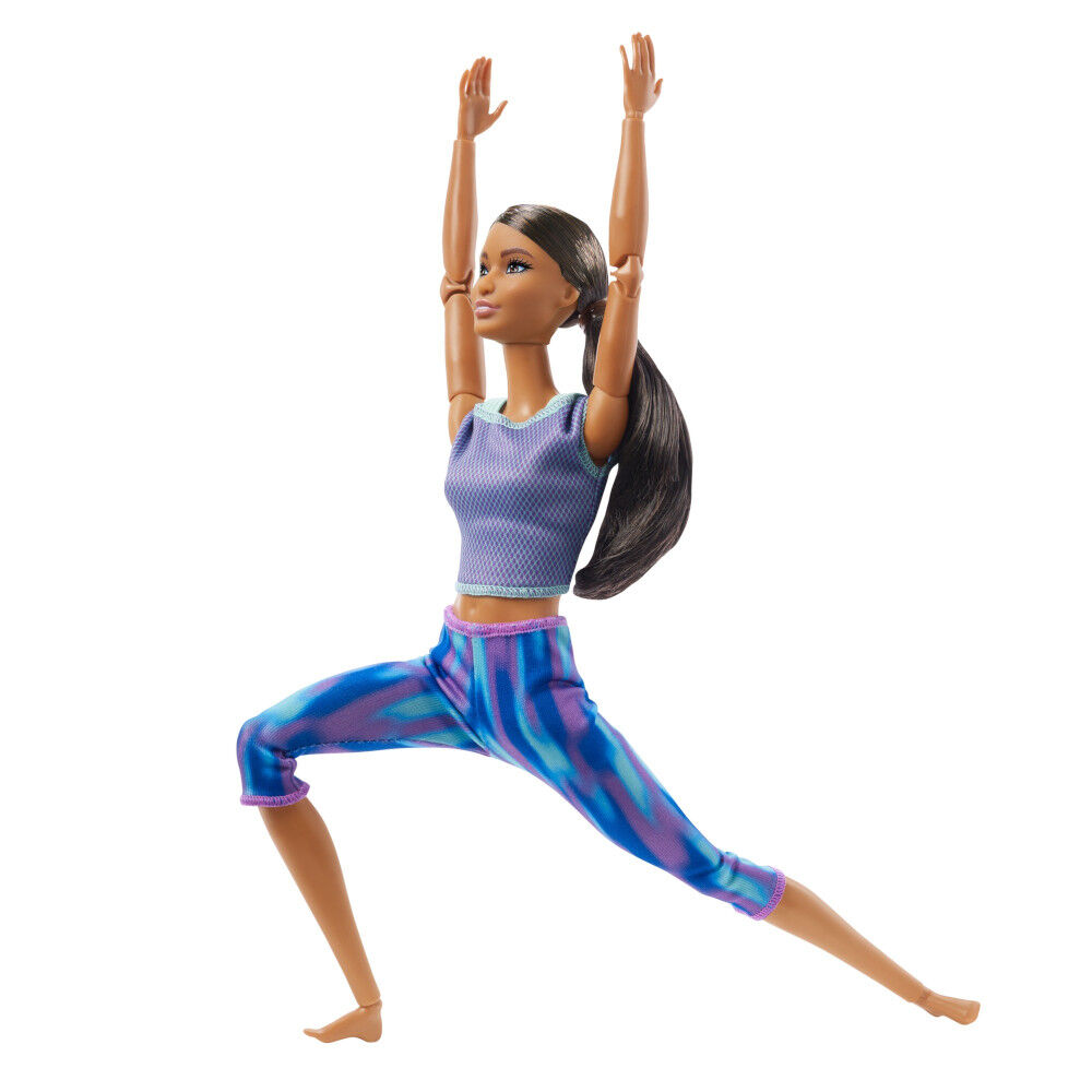 Barbie Made to Move Doll with 22 Flexible Joints Curly Brunette Ponytail Wearing Athleisure wear