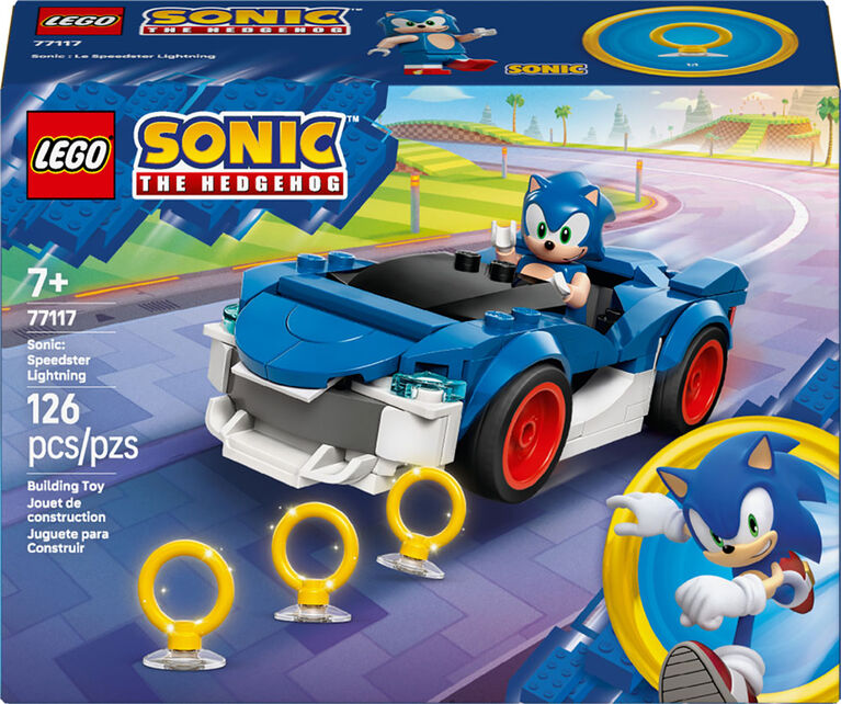 LEGO Sonic The Hedgehog Sonic : Le Speedster Lightning, Jouet de Construction de Voiture de Course pour Enfants 77117