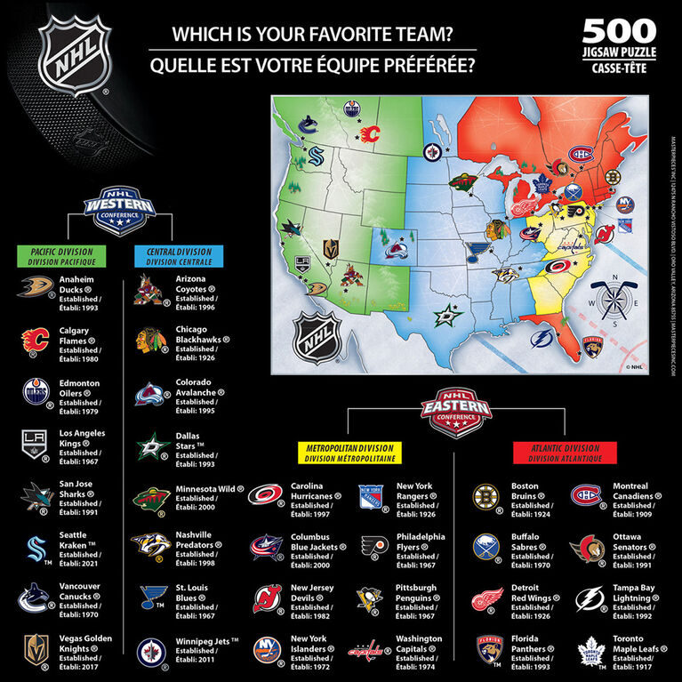 Masterpieces Puzzle Company NHL All Teams 500 Piece League Map Puzzle