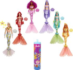 Barbie - Color Reveal - Poup&eacute;e Sir&egrave;ne, 7 surprises, Sir&egrave;nes arcs-en-ciel - les motifs peuvent varier