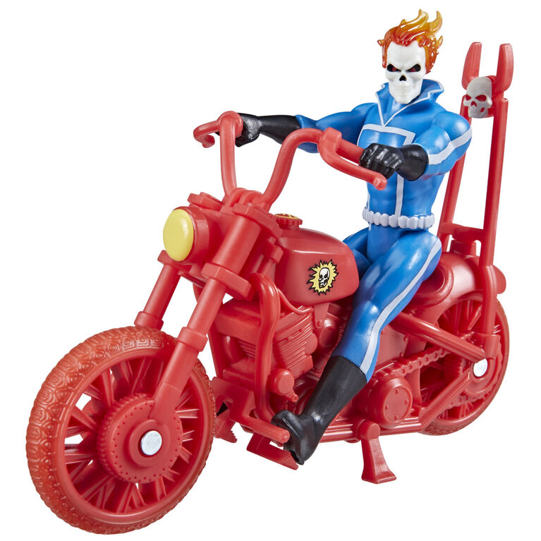 Marvel Legends Series Retro 375 Collection, figurine Ghost Rider de 9,5 cm avec véhicule, dès 4 ans