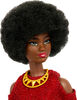 Barbie Fashionistas Doll #221 with Natural Black Hair, Red Dress & Accessories, 65th Anniversary