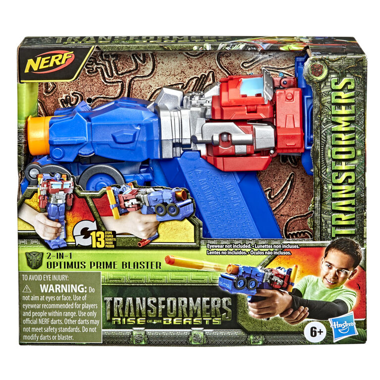 Transformers Toys Transformers: Rise of the Beasts Movie 2-in-1 Optimus Prime Blaster, 7-inch