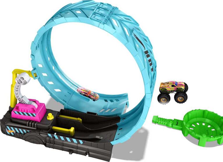 HotWheels - Monster Trucks - Coffret Phosphorescent Défi Looping - Notre exclusivité