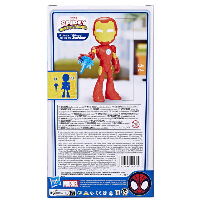 Marvel Spidey and His Amazing Friends Supersized Iron Man 9-inch Action  Figure, Preschool Super Hero Toy for Kids