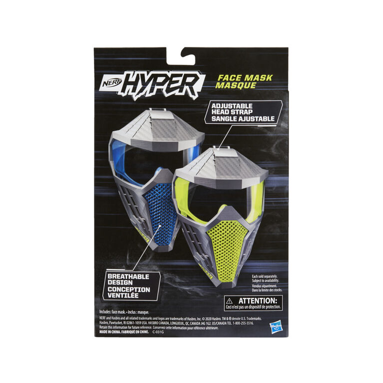 Nerf Hyper Face Mask - Breathable Design, Adjustable Head Strap, Green Team Color