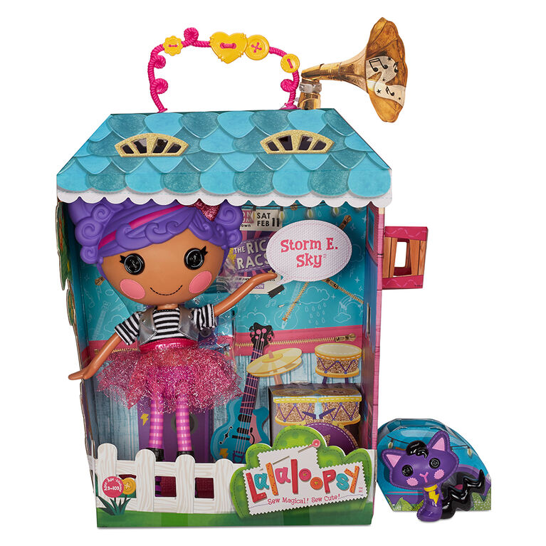 Lalaloopsy Doll - Storm E. Sky with Pet Cool Cat, 13" rocker musician purple doll