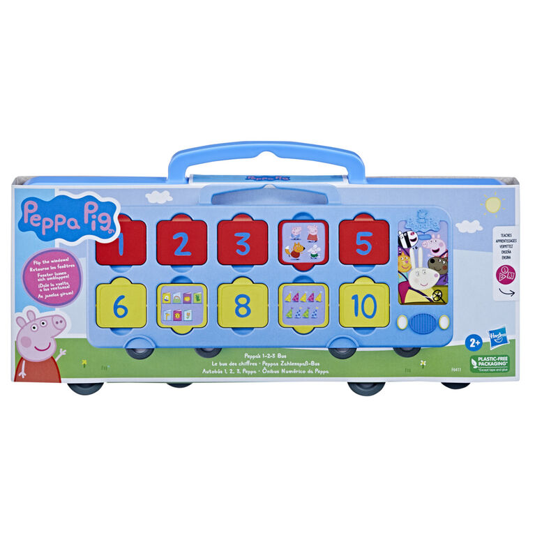 Peppa Pig Toys Peppa's 1-2-3 Bus, 1 to 10 Counting Toys, Kids Toys