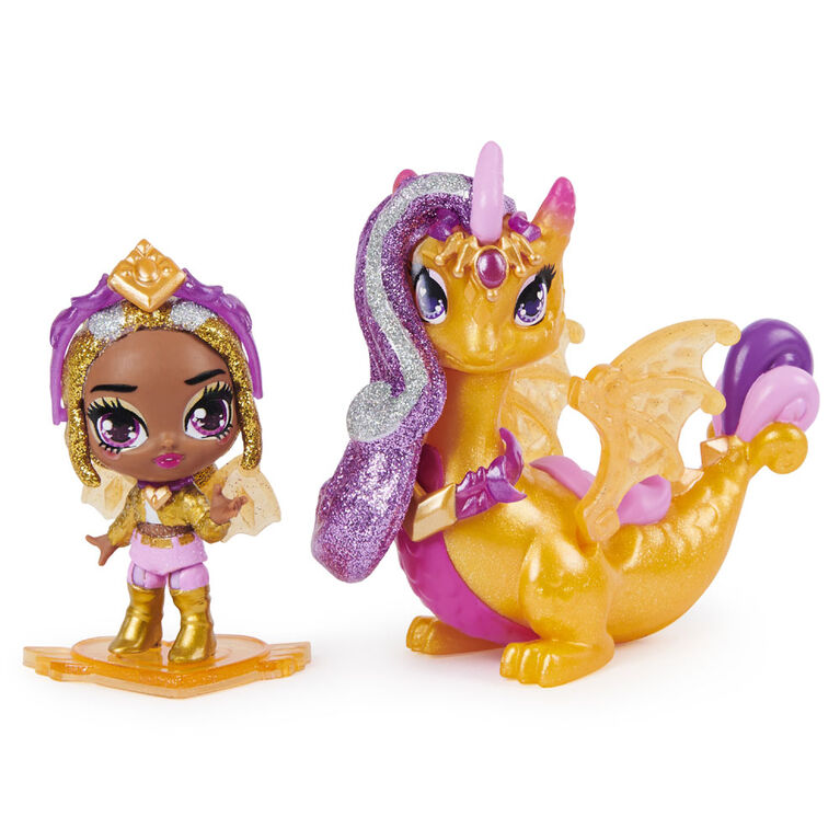 Hatchimals Pixies Riders, Gold Shimmer Charlotte Pixie and Draggle Glider Hatchimal Set with Mystery Feature