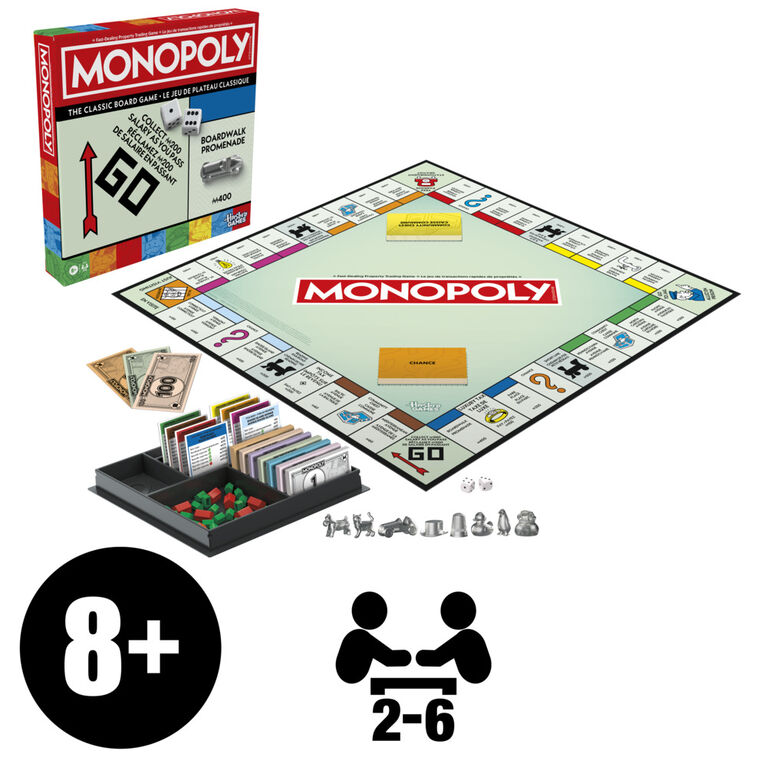 Monopoly Board Game with Storage Tray and Larger Tokens