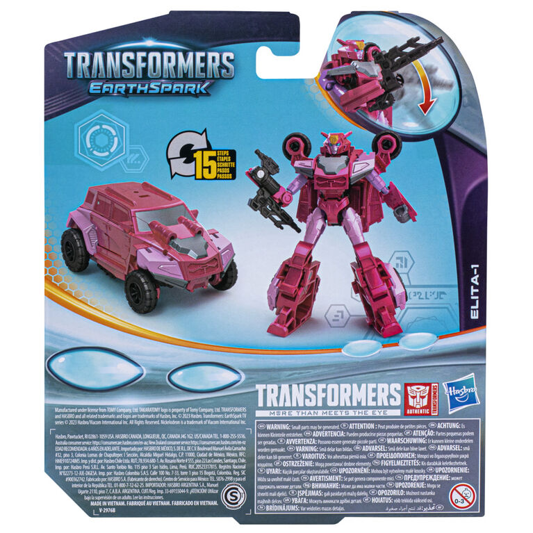 Transformers EarthSpark, figurine articulée Elita-1 de 12,5 cm de classe Guerrier, jouet robot