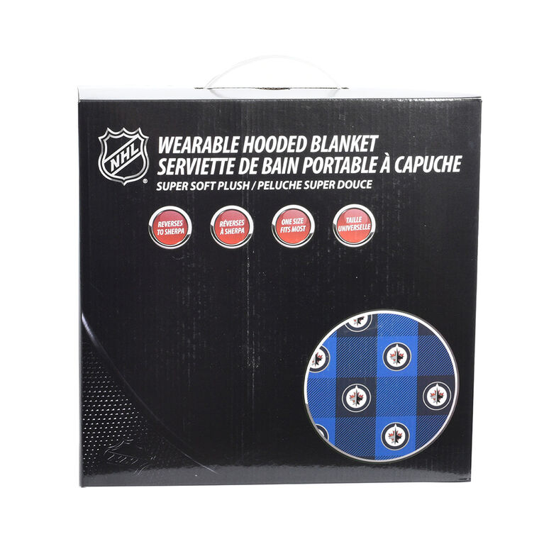 NHL Winnipeg Jets Oversized Wearable Sherpa Hooded Blanket, One Size Fits Most