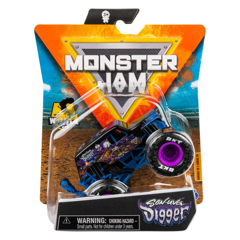Monster Jam, Monster truck Son-uva Digger officiel, véhicule en métal moulé, série Show Time, échelle 1:64