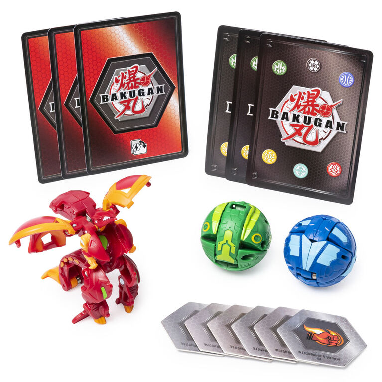  Bakugan, Starter Pack 3 personnages, Dragonoid, Créatures transformables à collectionner