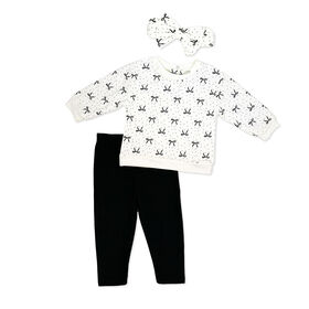 Baby Mode Ensemble 3 pièces pull-shirt oversize et legging : Noir à fleurs