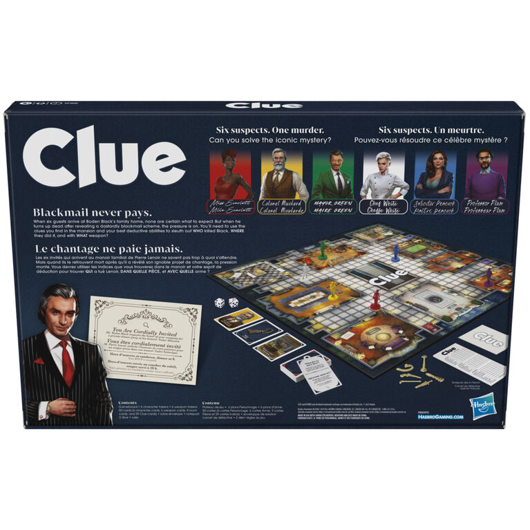 Clue, jeu de plateau pour enfants, jeu Clue revisité, pour 2 à 6 joueurs, jeu d'enquête, jeu de détective, jeu familial pour enfants et adultes