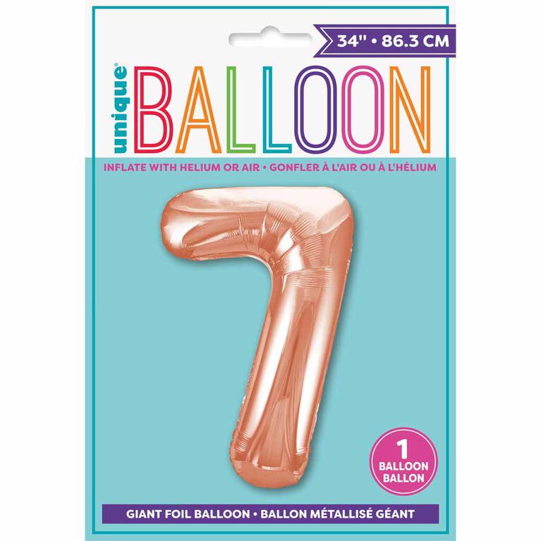 Ballon en aluminium en forme de nombre en or rose 34" - 7