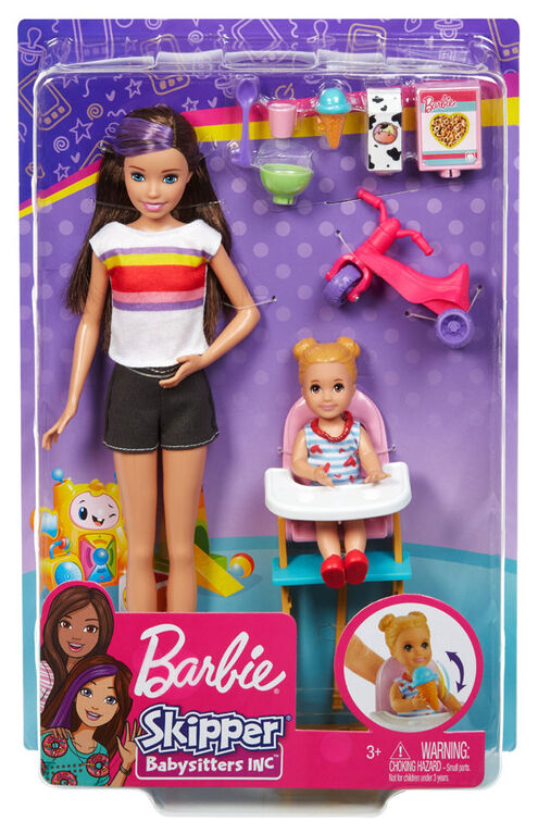 Barbie Skipper Babysitters Inc. Playset with Skipper Doll, Feeding Toddler Doll and More
