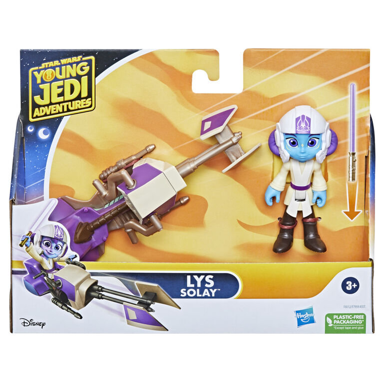 Star Wars Les Aventures des Petits Jedi figurine Lys Solay avec Speeder Bike, échelle 10 cm, jouets préscolaires Star Wars