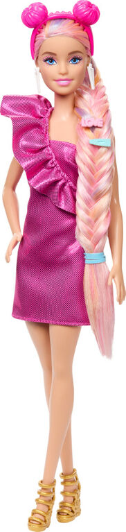 Barbie Fun & Fancy Hair Doll with Extra-Long Colorful Blonde Hair and Styling Accessories